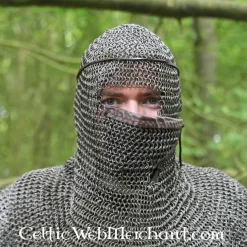 Ulfberth Maliënkap Met Driehoekig Vizier, Ronde Ringen - Ronde Klinknagels, 8 Mm -Sabels Verkoopwinkel malienkap met driehoekig vizier ronde ringen ronde 3