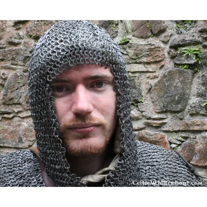 Ulfberth Maliënkap Met Vierkante Hals, Platte Ringen - Ronde Klinknagels, 8 Mm 5 Ulfberth Maliënkap Met Vierkante Hals, Platte Ringen - Ronde Klinknagels, 8 Mm - Afbeelding 3