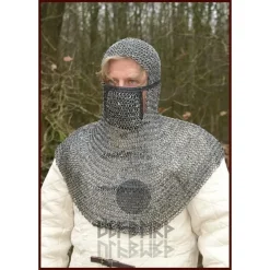 Ulfberth Maliënkap Met Vierkanten Vizier, Onbehandeld, 8 Mm 10 Ulfberth Maliënkap Met Vierkanten Vizier, Onbehandeld, 8 Mm -Sabels Verkoopwinkel malienkap met vierkanten vizier onbehandeld 8 mm 2